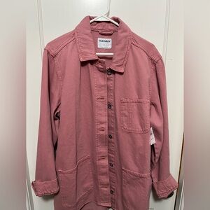 NWT Old Navy Women's Oversized Workwear Button Shacket Dusty Rose